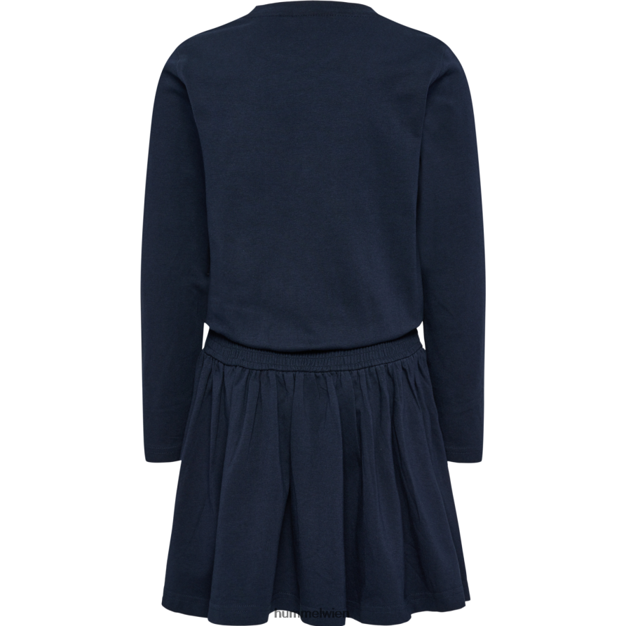 Hummel Kinder hmlaria Kleid l/s 2FT6X85914 „Kleid mit gesmokter Taille“