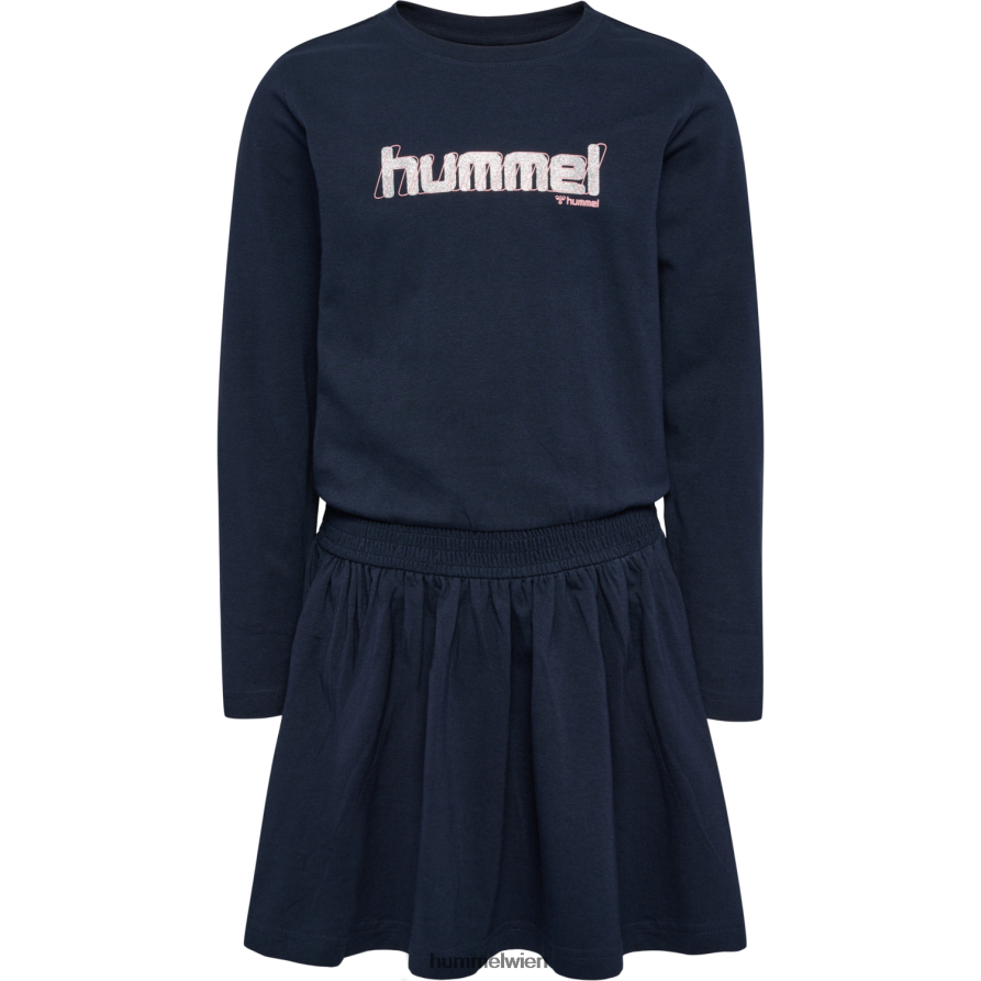 Hummel Kinder hmlaria Kleid l/s 2FT6X85914 „Kleid mit gesmokter Taille“