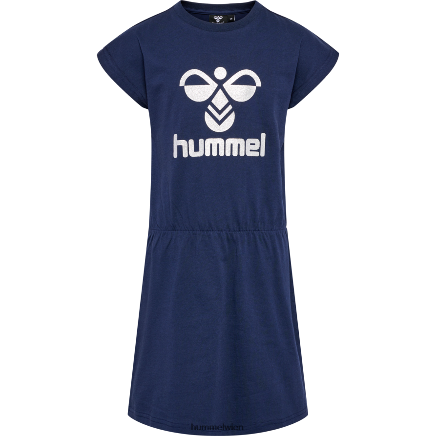 Hummel Kinder hmlflowy Kleid s/s 2FT6X85499 „Baumwollkleid mit kurzen Ärmeln“
