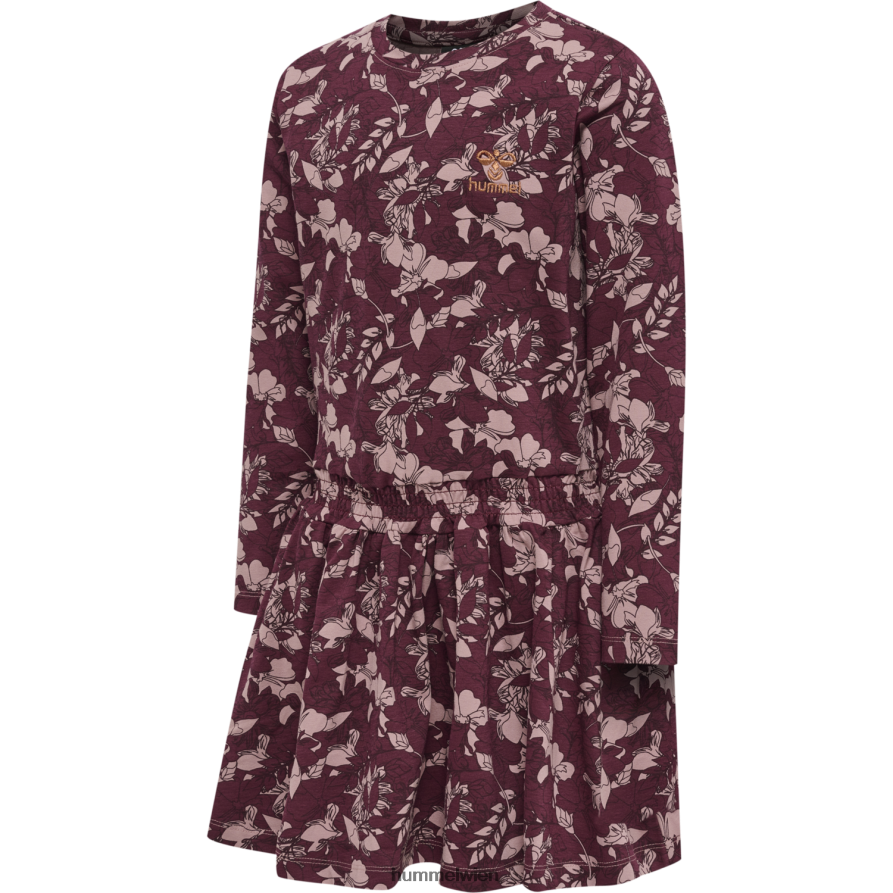 Hummel Kinder hmlhazel Kleid l/s 2FT6X85518 „Kleid mit gesmokter Taille“
