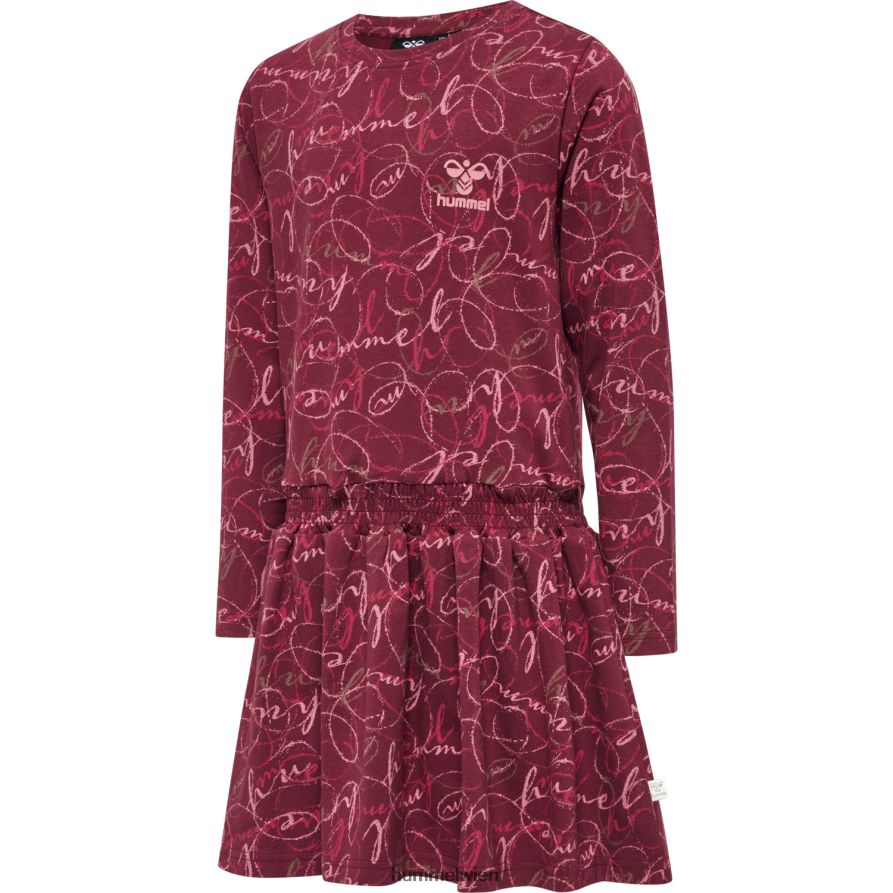 Hummel Kinder hmlmerry Kleid l/s 2FT6X85478 „Kleid mit gesmokter Taille“