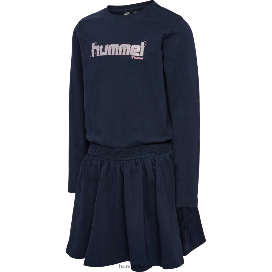 Hummel Kinder hmlaria Kleid l/s 2FT6X85914 „Kleid mit gesmokter Taille“