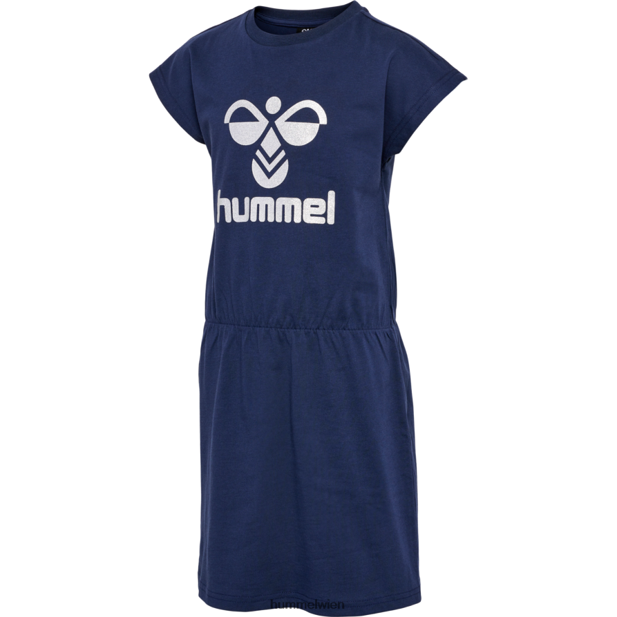 Hummel Kinder hmlflowy Kleid s/s 2FT6X85499 „Baumwollkleid mit kurzen Ärmeln“